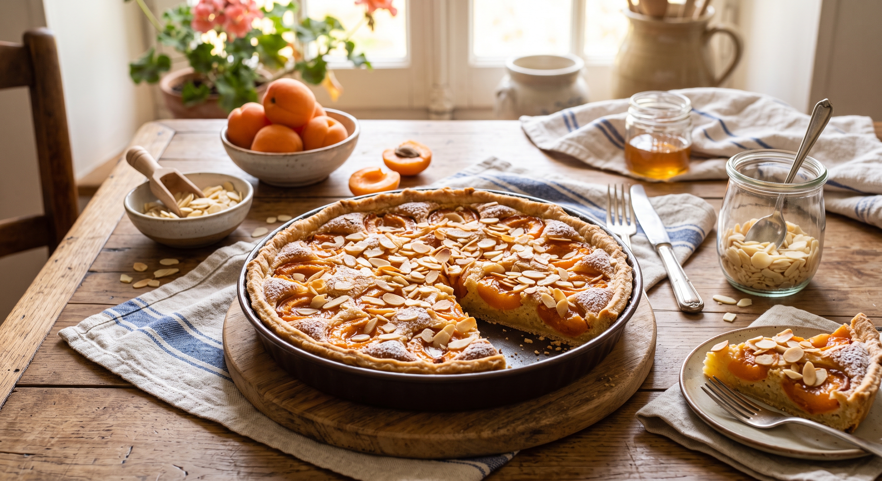  tarte au abricots parsemés d&rsquo;amandes