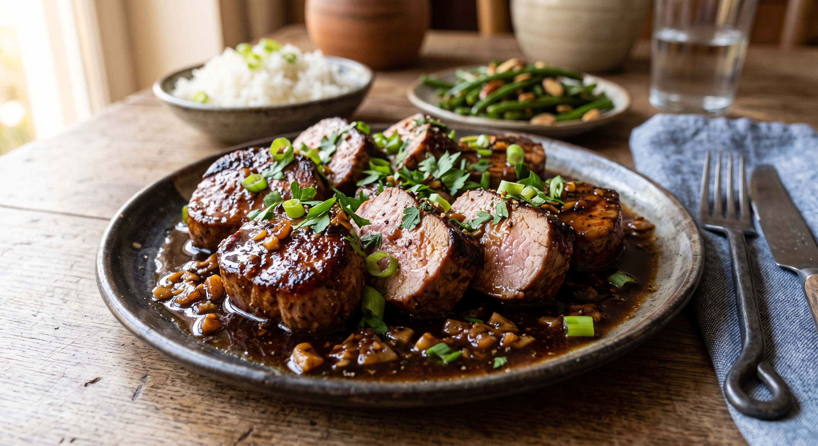  filet mignon de porc à l&rsquo;ail et au sucre brun