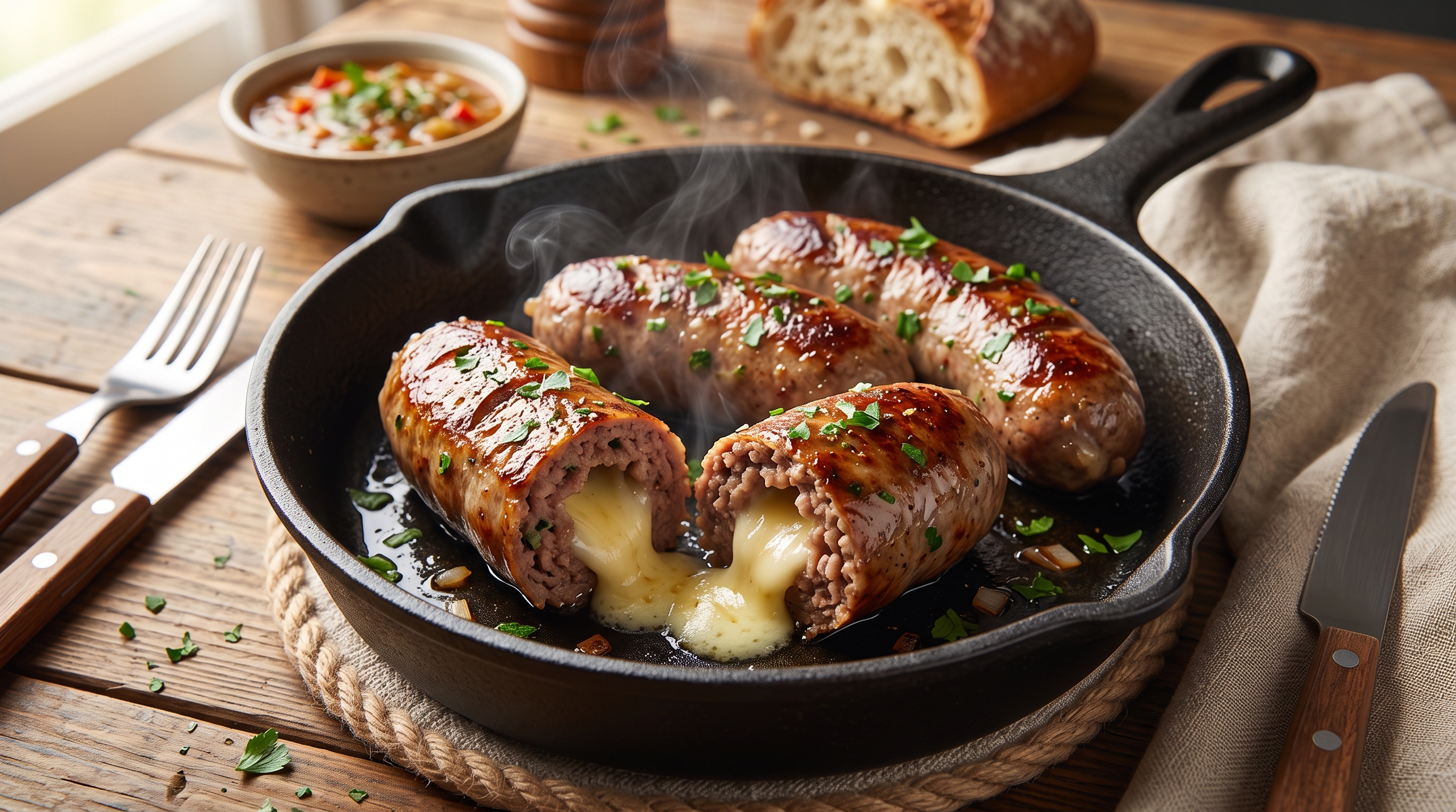  saucisse de bœuf farcie au fromage