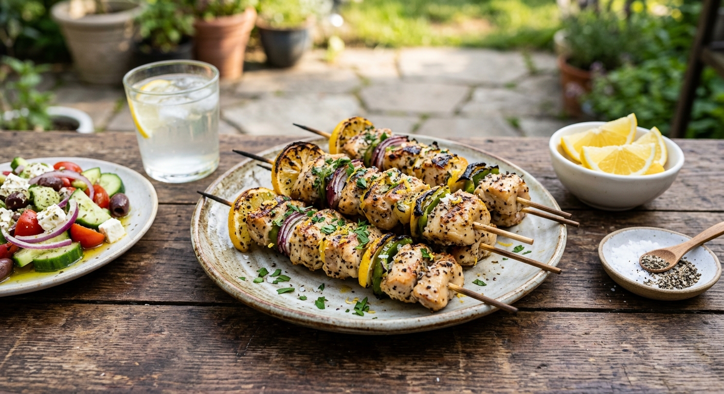 brochettes de poulets au citron et au poivre