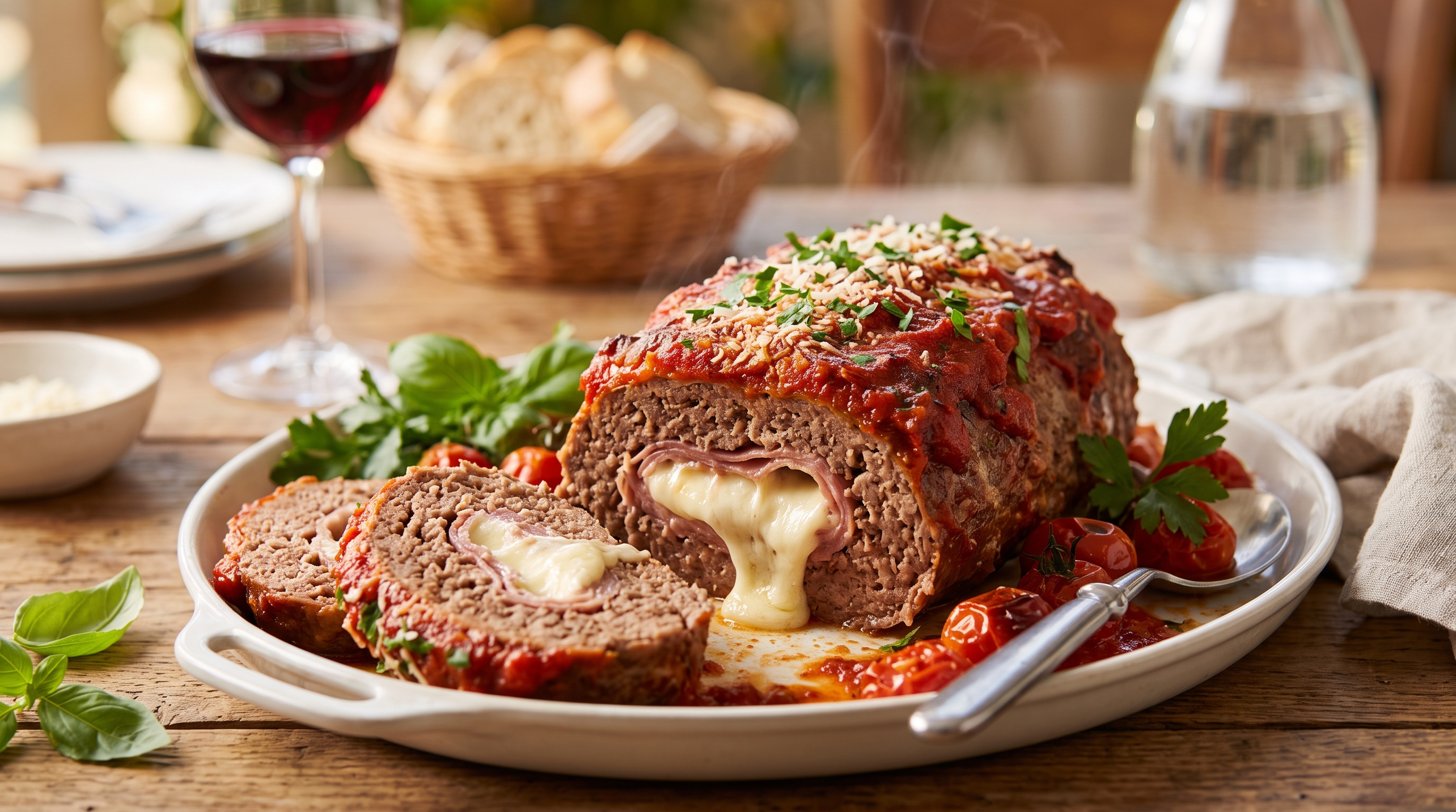 pain de viande italien farci à la mozzarella